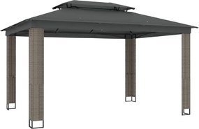 vidaXL Κιόσκι με Διπλή Οροφή Ανθρακί 3,94x2,96 μ. Ατσάλινο
