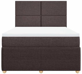 vidaXL Κρεβάτι Boxspring με Στρώμα Σκούρο Καφέ 140x200 εκ Υφασμάτινο
