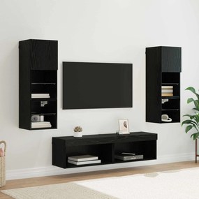 vidaXL Μονάδα Τοίχου Τηλεόρασης 6 pcs Μαύρη Οξυά Επεξεργασμένο ξύλο