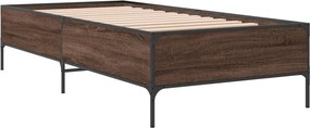 vidaXL Πλαίσιο Κρεβατιού Καφέ Δρυς 100x200 εκ. Επεξ. Ξύλο &amp; Μέταλλο
