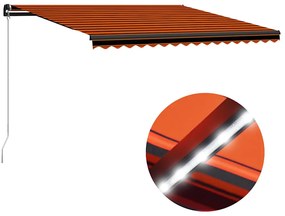 vidaXL Τέντα Συρόμενη Χειροκίνητη με LED Πορτοκαλί/Καφέ 450 x 300 εκ.