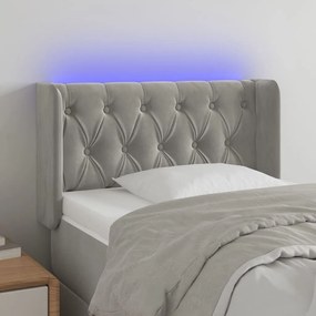 Κεφαλάρι Κρεβατιού LED Ανοιχτό Γκρι 83x16x78/88 εκ. Βελούδινο - Γκρι