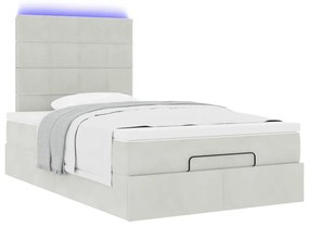 Οθωμανικό κρεβάτι με στρώματα &amp; LEDs Ανοιχτό γκρι Βελούδο 3314312