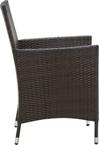 vidaXL Σετ Τραπεζαρίας Εξ. Χώρου 5 τεμ. Καφέ Συνθ. Ρατάν με Μαξιλάρια