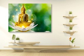 Εικόνα του χρυσού Βούδα σε λουλούδι λωτού - 60x40