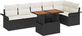 vidaXL Σετ Καναπέ Κήπου με αποθήκευση 7 pcs Μαύρο Πολυ ράταν