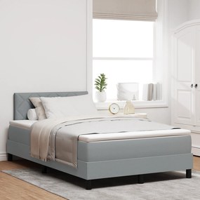 vidaXL Κρεβάτι Box Spring με Στρώμα & LED Ανοιχτό Γκρι 120x190 cm Ύφασμα