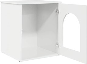 vidaXL Σπίτι Γάτας Λαμπερό Λευκό 53 x 52 x 62 εκ Επεξεργασμένο Ξύλο