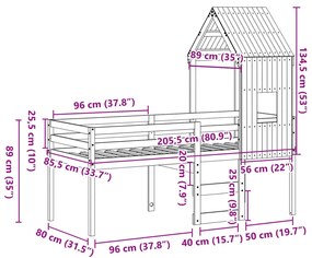 ΚΡΕΒΑΤΙ ΥΠΕΡΥΨΩΜΕΝΟ ΜΕ ΟΡΟΦΗ 80X200 ΕΚ. ΑΠΟ ΜΑΣΙΦ ΞΥΛΟ ΠΕΥΚΟΥ 3282010