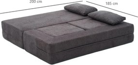 Διθέσιος Καναπές Κρεβάτι Ανθρακί VILORO 90x200x75