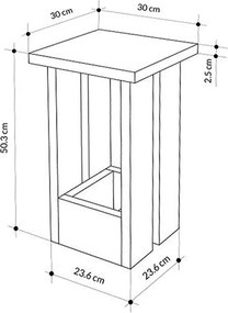 Τραπεζάκι βοηθητικό Tasos Megapap χρώμα λευκό 30x30x50,3εκ.