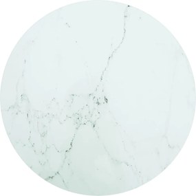 vidaXL Επιφάνεια Τραπεζιού Λευκή Ø70 x 0,8 εκ. Ψημ. Γυαλί Μαρμ. Σχέδιο