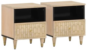 vidaXL Κομοδίνα 2 τεμ. 40 x 33 x 46 εκ. από Μασίφ Ξύλο Μάνγκο