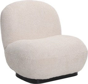 Πολυθρόνα Rosalie pakoworld μπουκλέ ύφασμα σε μπεζ απόχρωση με μαύρη βάση 85x82x77εκ