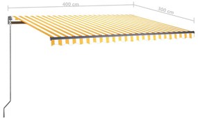 Τέντα Αυτόματη Ανεξάρτητη Κίτρινο / Λευκό 400x300 εκ. - Κίτρινο