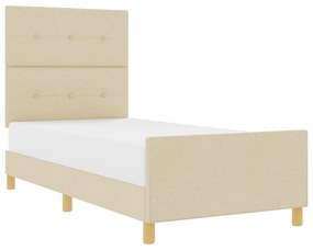 vidaXL Κρεβάτι Κρεμ 100x200 εκ. Υφάσματος