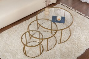 Coffee Table Set Aurum - 80, 60, 42 - Gold, Transparent Gold
Transparent