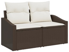 vidaXL Σετ 8 Τεμαχίων Σαπουνάκι με Μαξιλάρια Καφέ Πολυ Ρατάν
