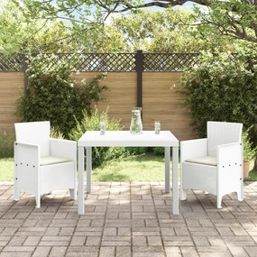 vidaXL Σετ Τραπεζαρίας Κήπου 3 pcs Λευκό 100 x 100 x 73 εκ