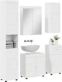 vidaXL Σετ Επίπλων Μπάνιου TULUM 5 pcs Υψηλής γυαλάδας λευκό