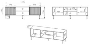 Τραπέζι Tv Madison AG105, Κασμίρι, Ο αριθμός των θυρών: 2, 160x53x40cm, 31 kg | Epipla1.gr