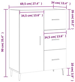 Ντουλάπι Καπνιστή Δρυς 69,5 x 34 x 90 εκ. Επεξεργασμένο Ξύλο - Καφέ