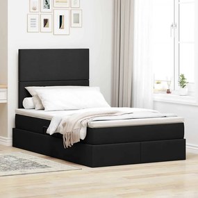 vidaXL LED Κρεβάτι αποθήκευσης με στρώμα Μαύρο 120 x 200 cm Ύφασμα