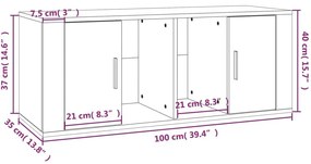 Έπιπλο Τηλεόρασης Γκρι Sonoma 100x35x40 εκ. από Επεξεργ. Ξύλο - Γκρι