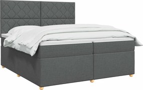 vidaXL Κρεβάτι box spring με στρώμα Σκούρο Γκρι 200 x 200 cm Ύφασμα