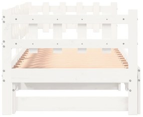 Καναπές Κρεβάτι Συρόμενος Λευκός 2x(90x200) εκ. Μασίφ Πεύκο - Λευκό
