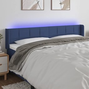 Κεφαλάρι Κρεβατιού LED Μπλε 203x16x78/88 εκ. Υφασμάτινο 3123264