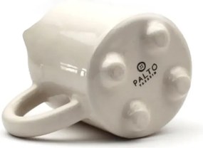 Χειροποίητη κεραμική κούπα με 3D διακόσμηση Κρεμ 9.5x8x8 cm