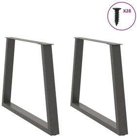 vidaXL Πόδια Τραπεζαρίας Σχήματος V 2 τεμ. Ανθρακί 90x(72-73,3) εκ. Ατσάλι