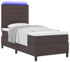 vidaXL Κρεβάτι με ελατήρια και στρώμα & LED σε σκούρο καφέ, 80 x 200 εκ.