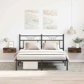 vidaXL Κομοδίνα Κρεμαστά 2 τεμ. Καπνιστή Δρυς 40x30x15εκ Επεξεργ. Ξύλο