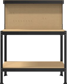 vidaXL Εργαστηριακός πάγκος με ράφι Μαύρο 114 x 54 x 145 εκ.