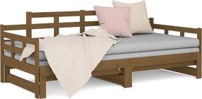 vidaXL Καναπές Κρεβάτι Συρόμενος Μελί 2x(90x190) εκ. από Μασίφ Πεύκο