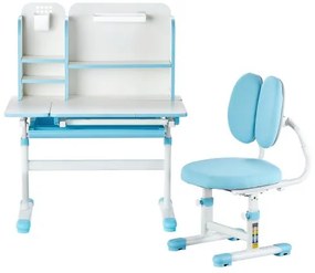 VEVOR Kids Study Chair and Desk with Bookshelf &amp; Drawer Height Adjustable Blue
