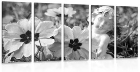 Εικόνα 5 μερών άγγελος στον κήπο σε ασπρόμαυρο