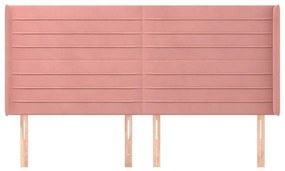 Κεφαλάρι με Πτερύγια Ροζ 183x16x118/128 εκ. Βελούδινο - Ροζ