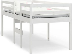 vidaXL Κρεβάτι Υπερυψωμένο Λευκό 75x190 εκ. από Μασίφ Ξύλο Πεύκου