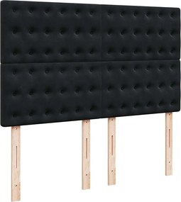vidaXL Κρεβάτι Boxspring με Στρώμα Μαύρο 140x190 εκ. Βελούδινο
