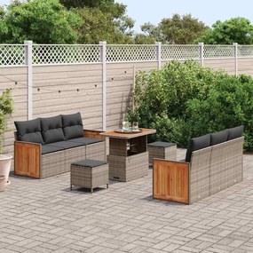 vidaXL Σετ Καναπέ Κήπου με μαξιλάρι 9 pcs Γκρι 90 x 55 x 71 cm