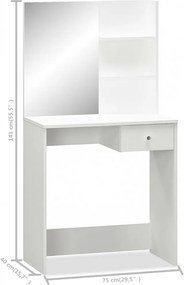 vidaXL Μπουντουάρ Λευκό 75 x 40 x 141 εκ. από Επεξ. Ξύλο