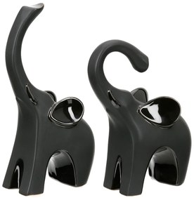 Sculpture Elephant Ceramic Black 2 Assorted 9X6X17Cm 9X6X17Cm