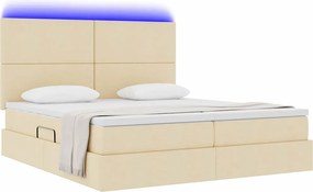 vidaXL LED Κρεβάτι αποθήκευσης με στρώμα Κρέμ 180 x 200 cm Ύφασμα