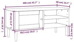 Έπιπλο Τηλεόρασης SENJA Λευκό / Ρατάν 106x40x49 εκ. Μασίφ Πεύκο - Λευκό