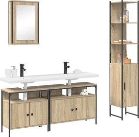 vidaXL Σετ Επίπλων Μπάνιου 4 pcs Δρύς Sonoma Επεξεργασμένο ξύλο