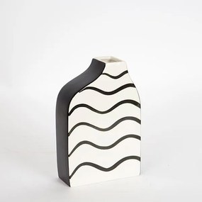 ΒΑΖΟ ΚΕΡΑΜΙΚΟ ΜΑΥΡΟ ΜΕ ΛΕΥΚΕΣ ΓΡΑΜΜΕΣ 15x6x23cm|752-20198