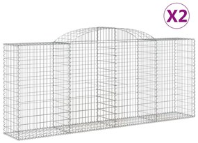 vidaXL Συρματοκιβώτια Τοξωτά 2 τεμ. 300x50x120/140 εκ. Γαλβαν. Ατσάλι